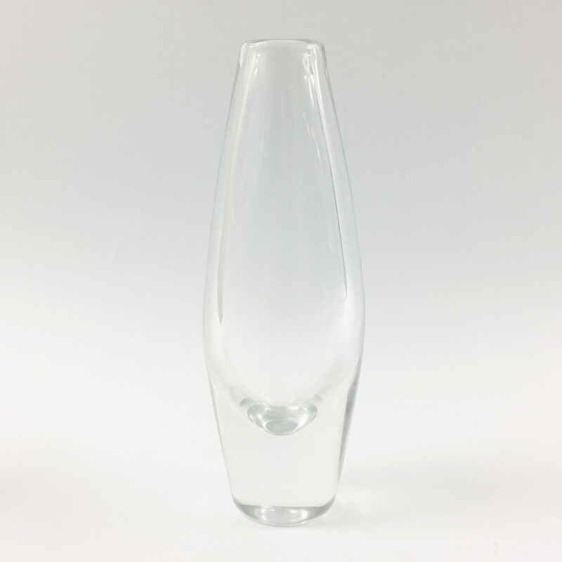 Vase scandinave vintage en verre transparent par Sven Palmqvist pour Orrefors, Suède 1950