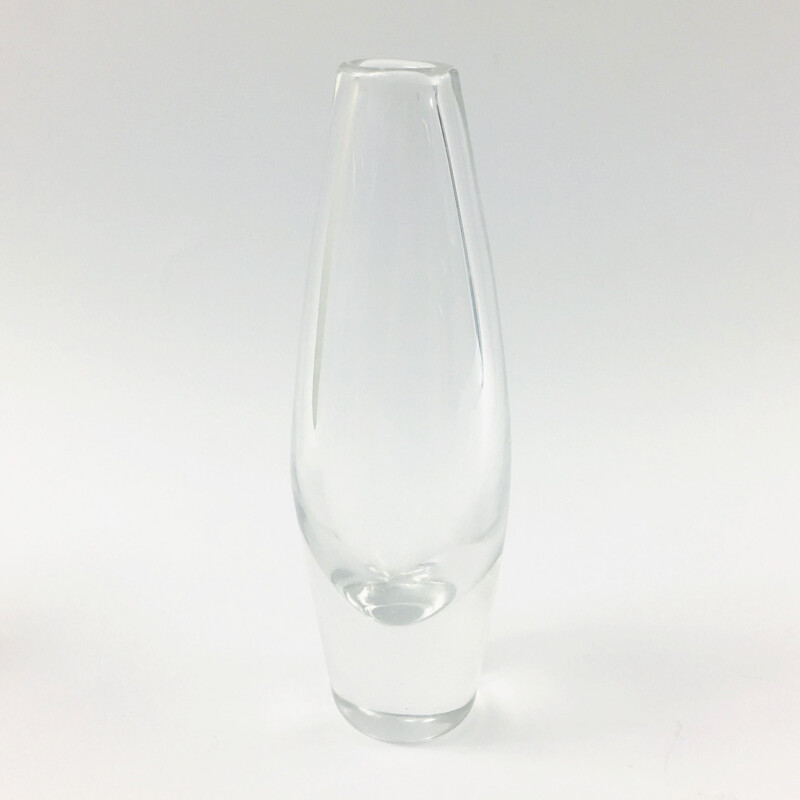 Vase scandinave vintage en verre transparent par Sven Palmqvist pour Orrefors, Suède 1950