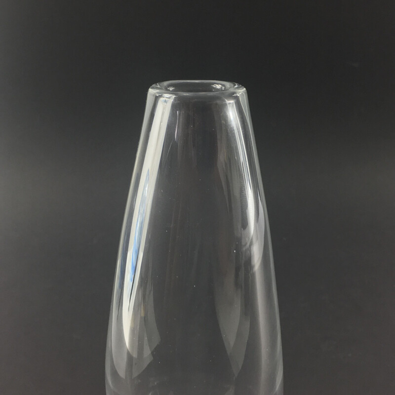 Scandinavian vintage clear glass vase by Sven Palmqvist for Orrefors, Sweden 1950s