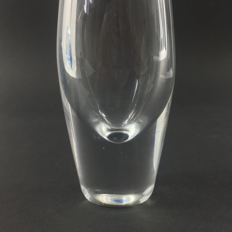 Scandinavian vintage clear glass vase by Sven Palmqvist for Orrefors, Sweden 1950s