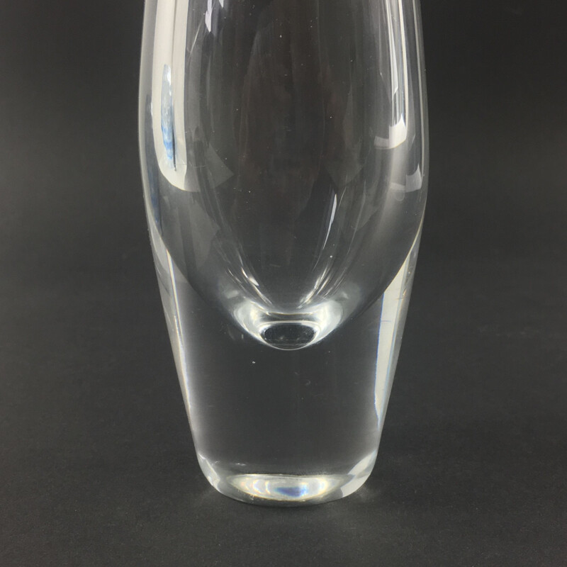 Vase scandinave vintage en verre transparent par Sven Palmqvist pour Orrefors, Suède 1950