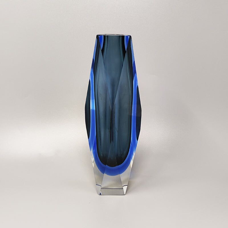 Vaso blu vintage di Flavio Poli per Seguso, Italia 1960