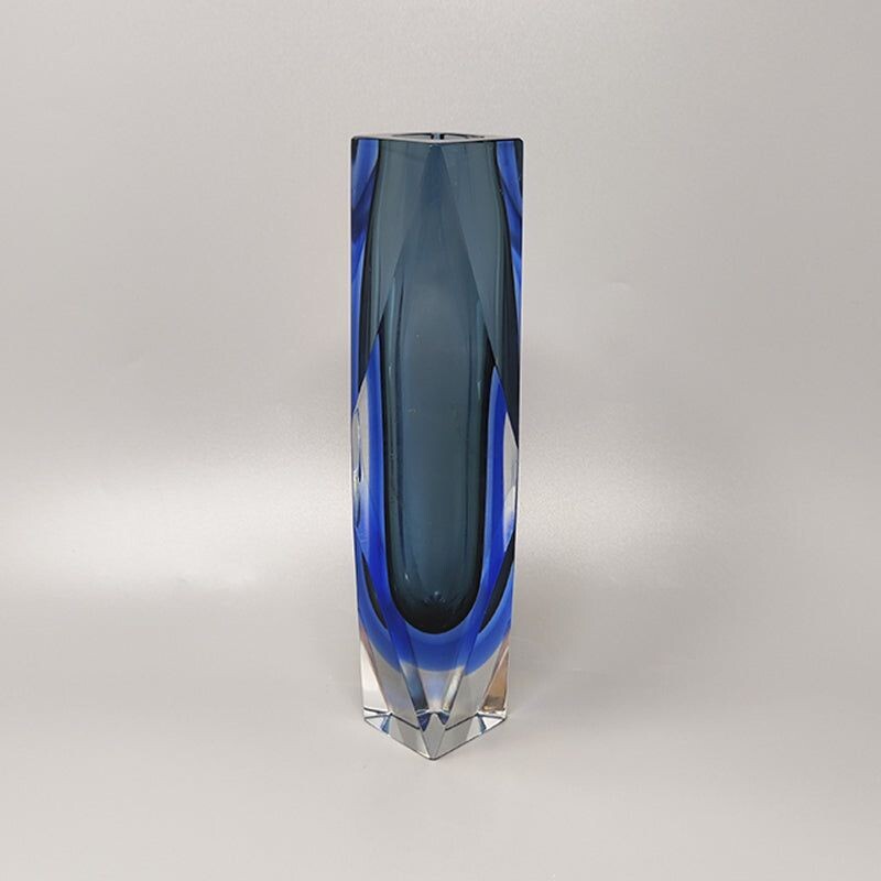 Oude blauwe vaas van Flavio Poli voor Seguso, Italië 1960