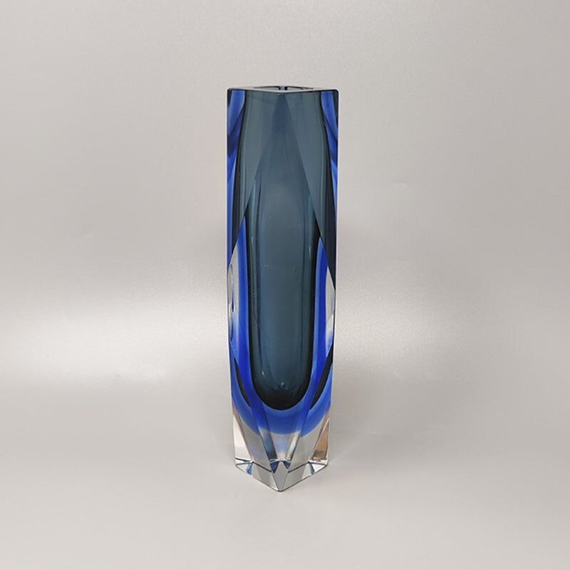 Blaue Vintage-Vase von Flavio Poli für Seguso, Italien 1960