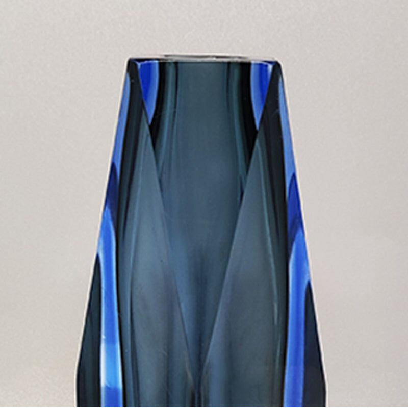 Blaue Vintage-Vase von Flavio Poli für Seguso, Italien 1960