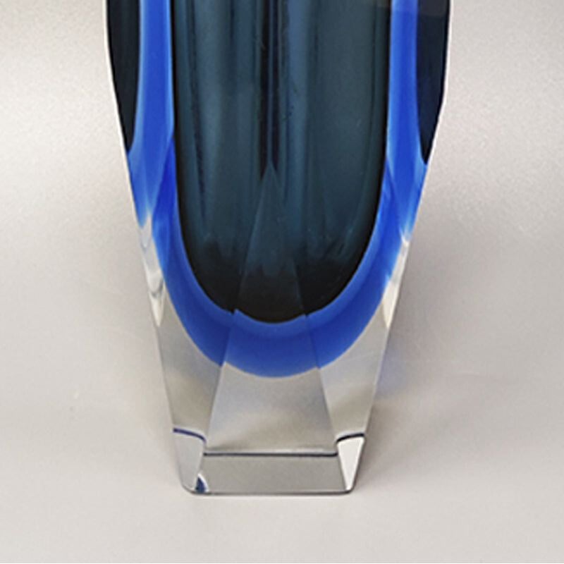 Vase bleu vintage de Flavio Poli pour Seguso, Italie 1960