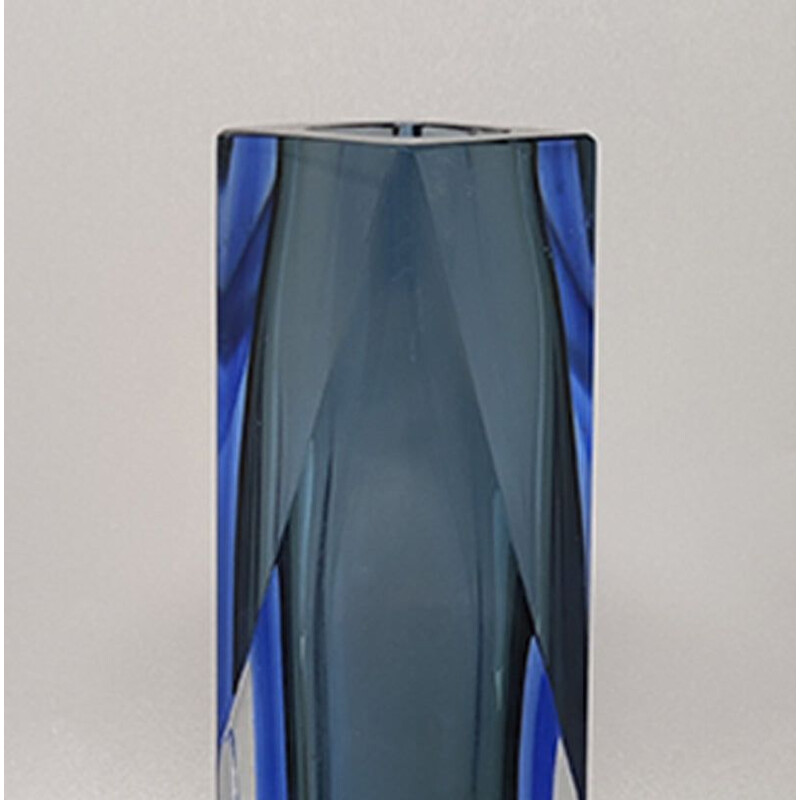 Blaue Vintage-Vase von Flavio Poli für Seguso, Italien 1960