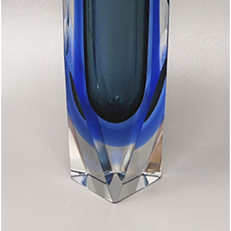 Vase bleu vintage de Flavio Poli pour Seguso, Italie 1960