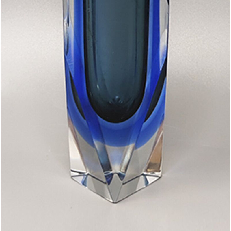 Vaso azul vintage de Flavio Poli para Seguso, Itália 1960