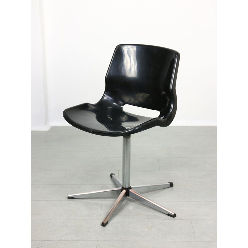 Vintage black office swivel armchair by Svante Schöblom for Overman Ab, Sweden 1970s