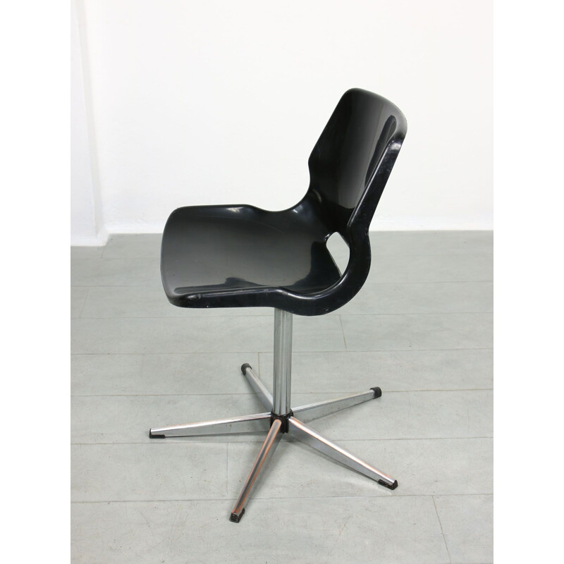 Vintage black office swivel armchair by Svante Schöblom for Overman Ab, Sweden 1970s