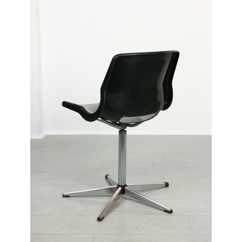 Vintage black office swivel armchair by Svante Schöblom for Overman Ab, Sweden 1970s