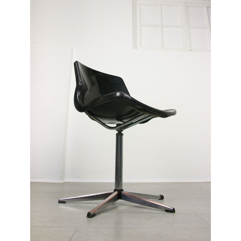 Vintage black office swivel armchair by Svante Schöblom for Overman Ab, Sweden 1970s