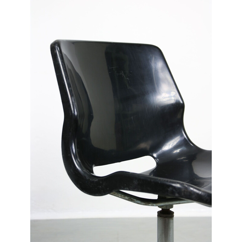 Vintage black office swivel armchair by Svante Schöblom for Overman Ab, Sweden 1970s