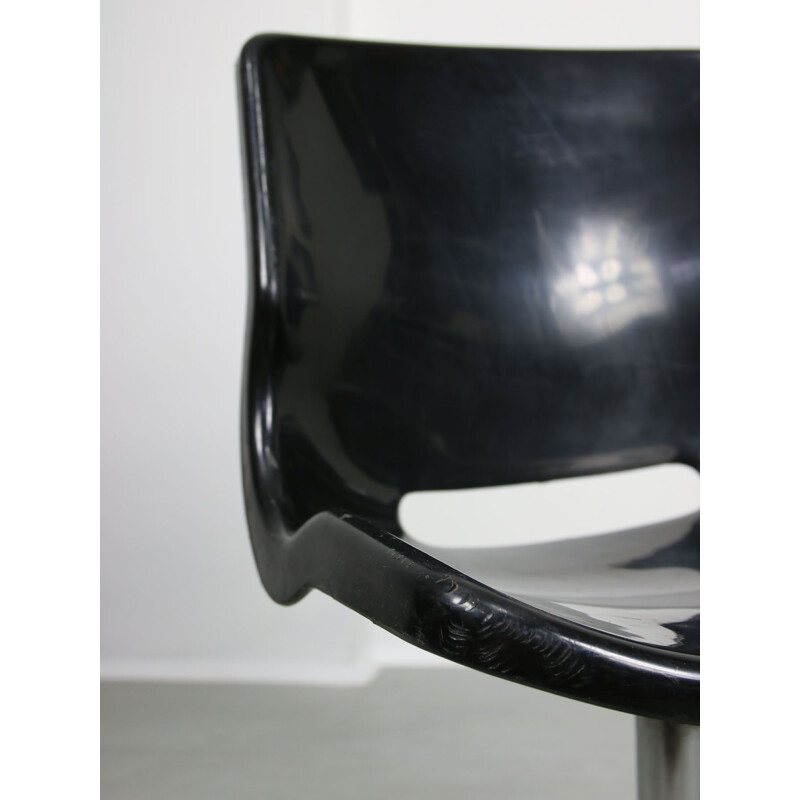 Vintage black office swivel armchair by Svante Schöblom for Overman Ab, Sweden 1970s