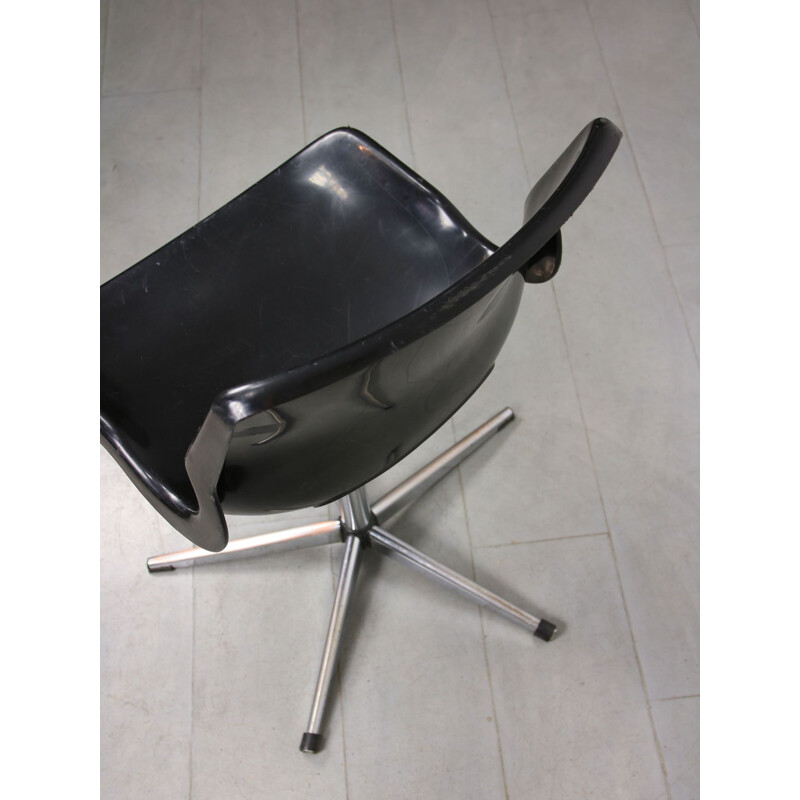 Vintage black office swivel armchair by Svante Schöblom for Overman Ab, Sweden 1970s