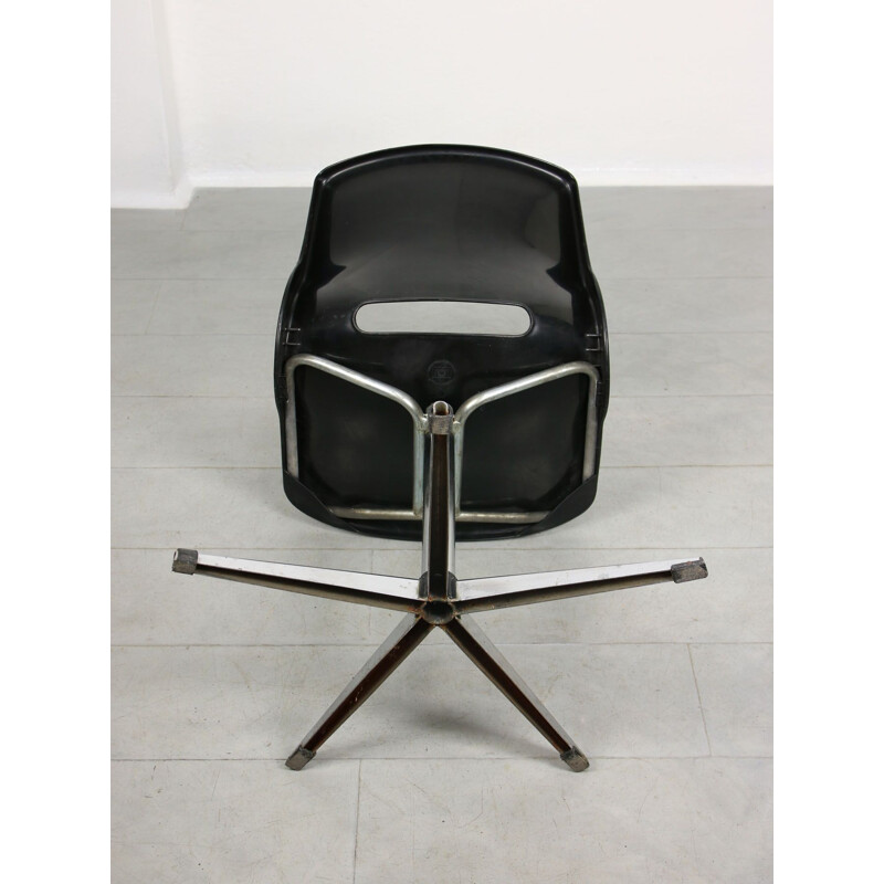 Vintage black office swivel armchair by Svante Schöblom for Overman Ab, Sweden 1970s