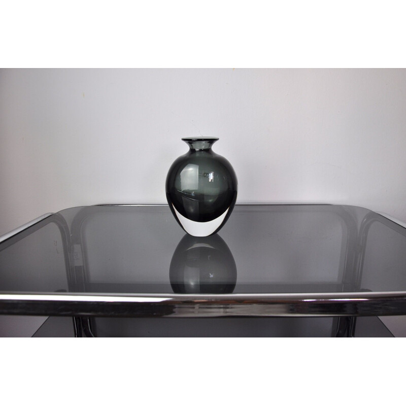 Vase vintage en verre de Murano noir par Vincenzo et Carlo Nason, Italie 1960