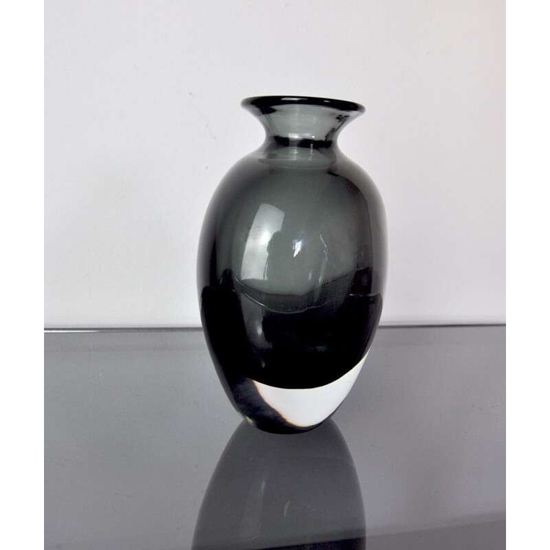Vase vintage en verre de Murano noir par Vincenzo et Carlo Nason, Italie 1960