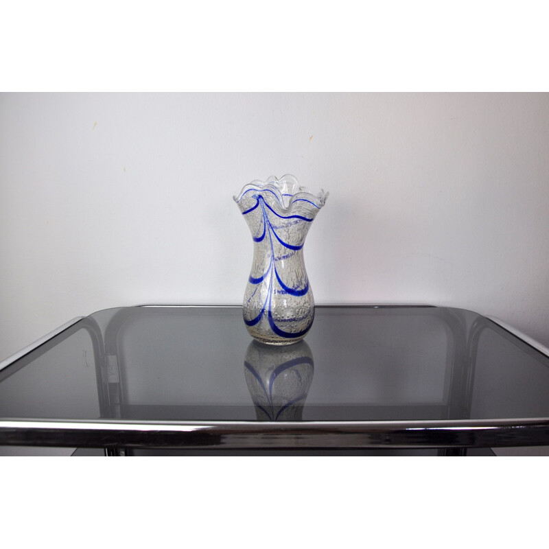 Vintage blue Murano glass vase by Seguso, Italy 1960s
