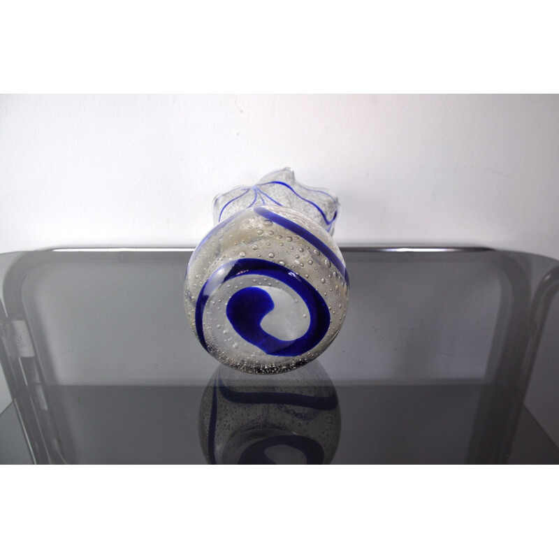 Vintage blue Murano glass vase by Seguso, Italy 1960s