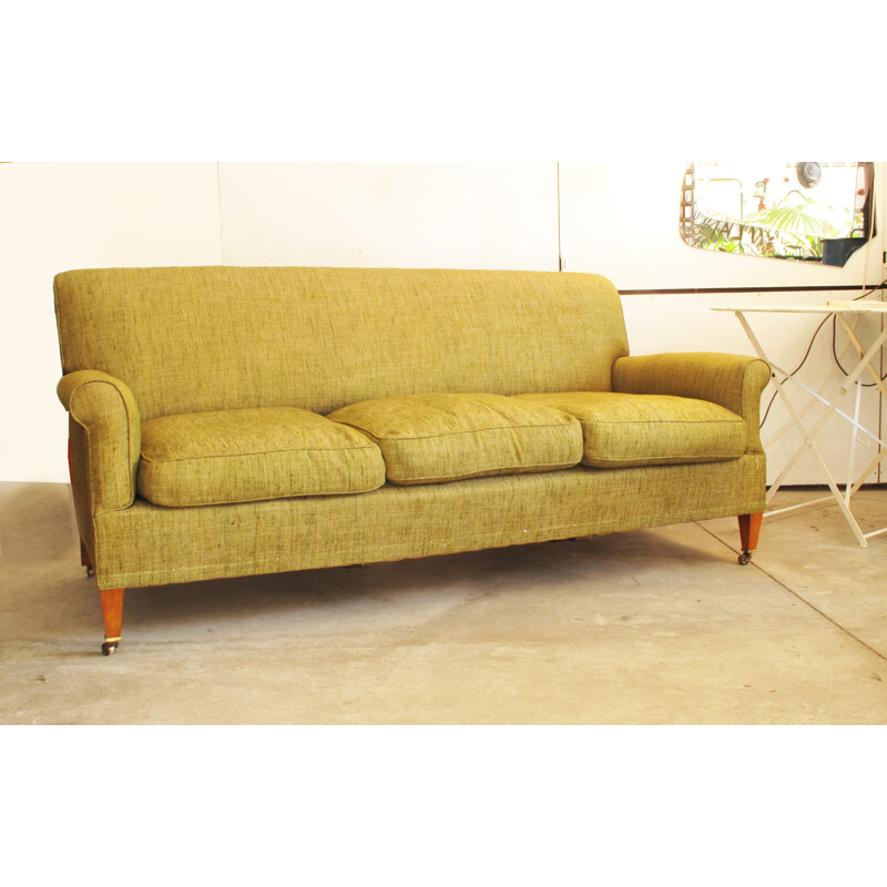 Lenygon & Morant 3-seater sofa in green fabric - 1950s