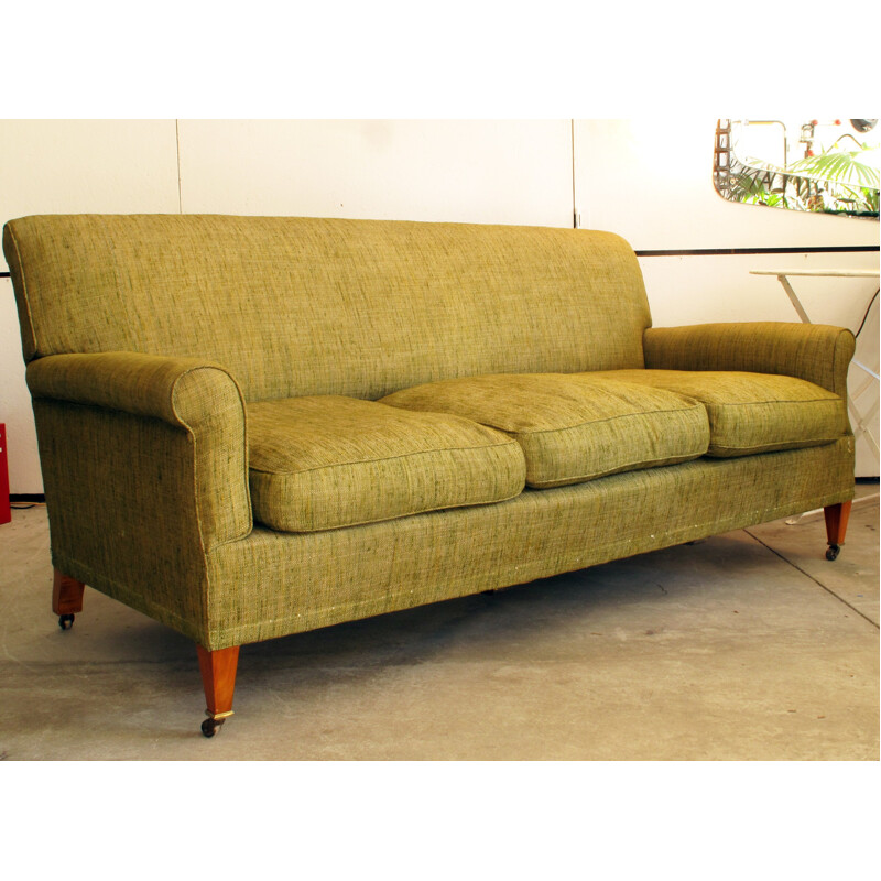 Lenygon & Morant 3-seater sofa in green fabric - 1950s