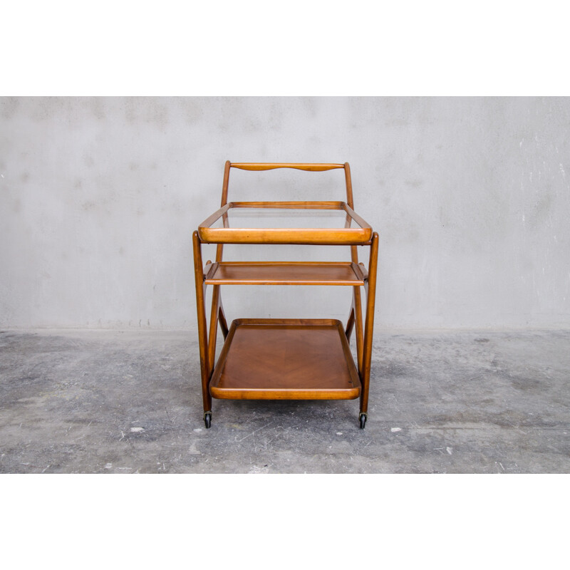 Cassina Italian walnut serving trolley, Cesare LACCA - 1950s 