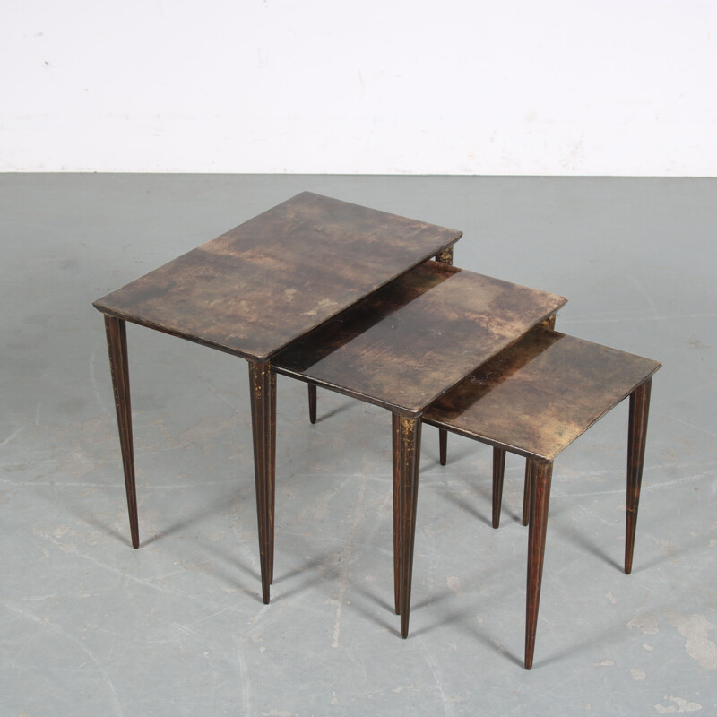 Tables gigognes vintage en bois par Aldo Tura, Italie 1950