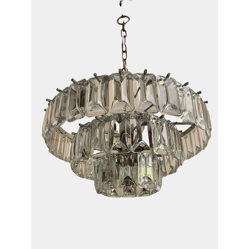 Vintage glass chandelier by Jt Kalmart, 1970s