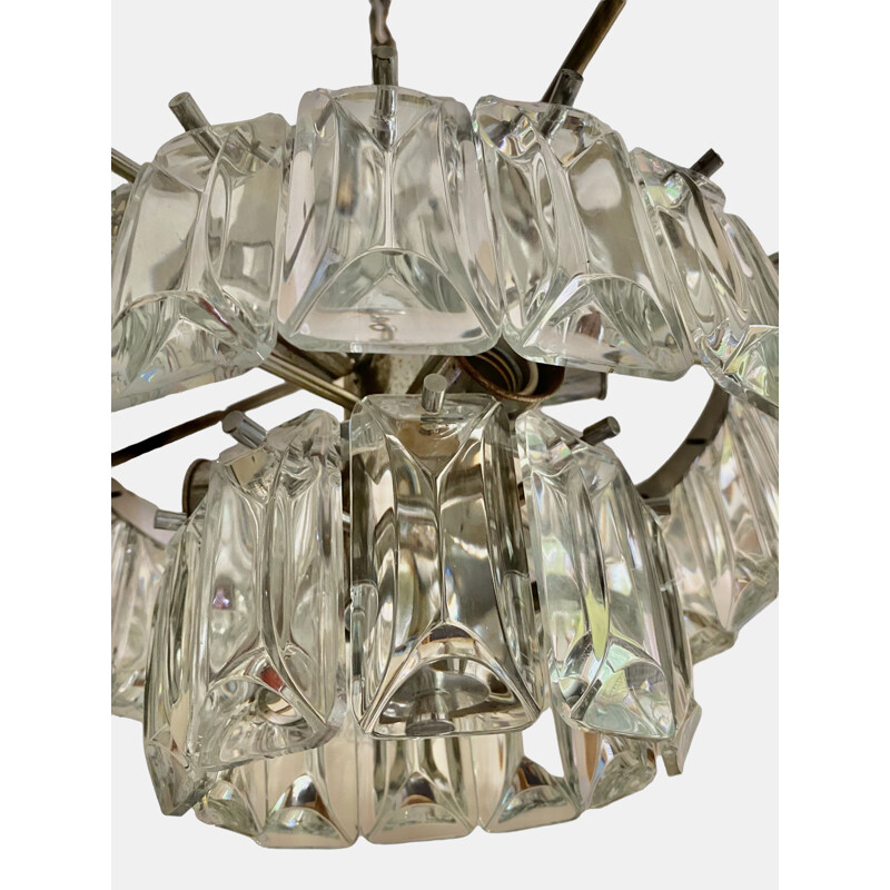 Vintage glass chandelier by Jt Kalmart, 1970s