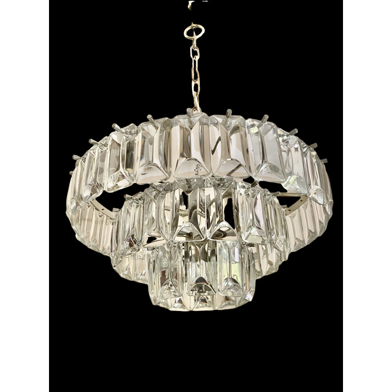 Vintage glass chandelier by Jt Kalmart, 1970s