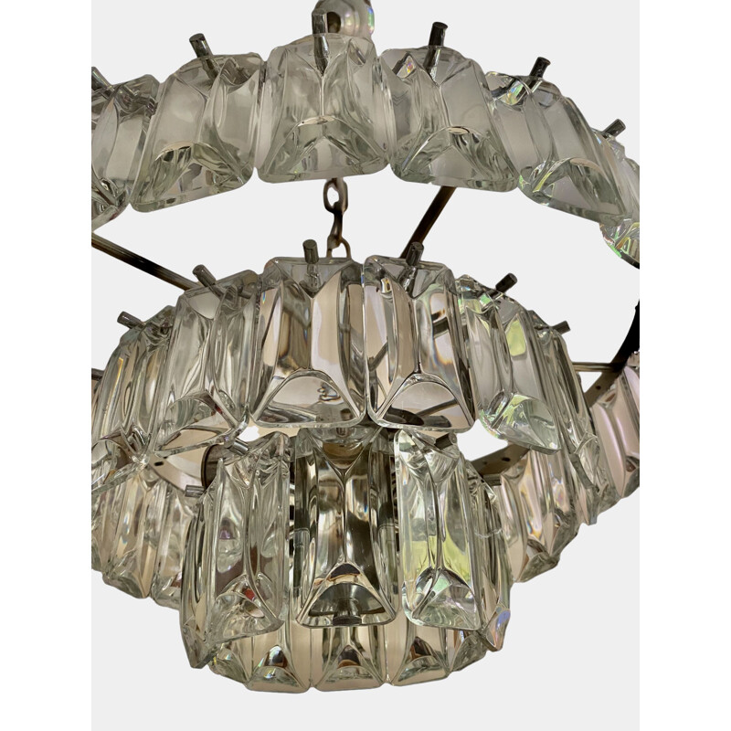 Vintage glass chandelier by Jt Kalmart, 1970s