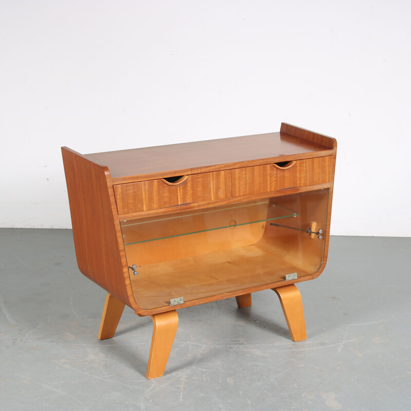 Vintage birch wood bar cabinet by Cor Alons for De Boer Gouda, Netherlands 1950s