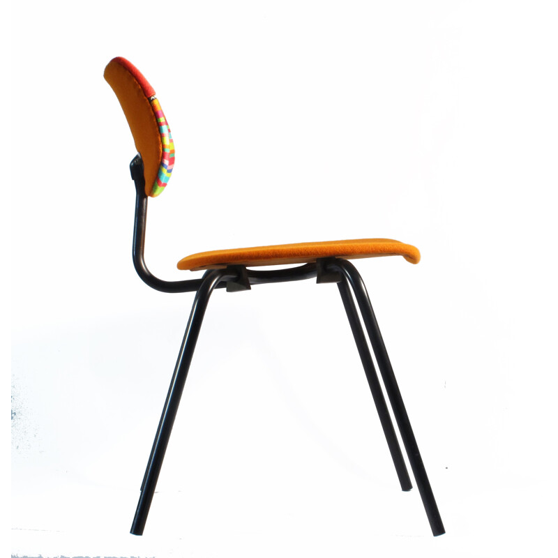 Reupholstered Thonet chair in multicolored wool fabric - 1950s