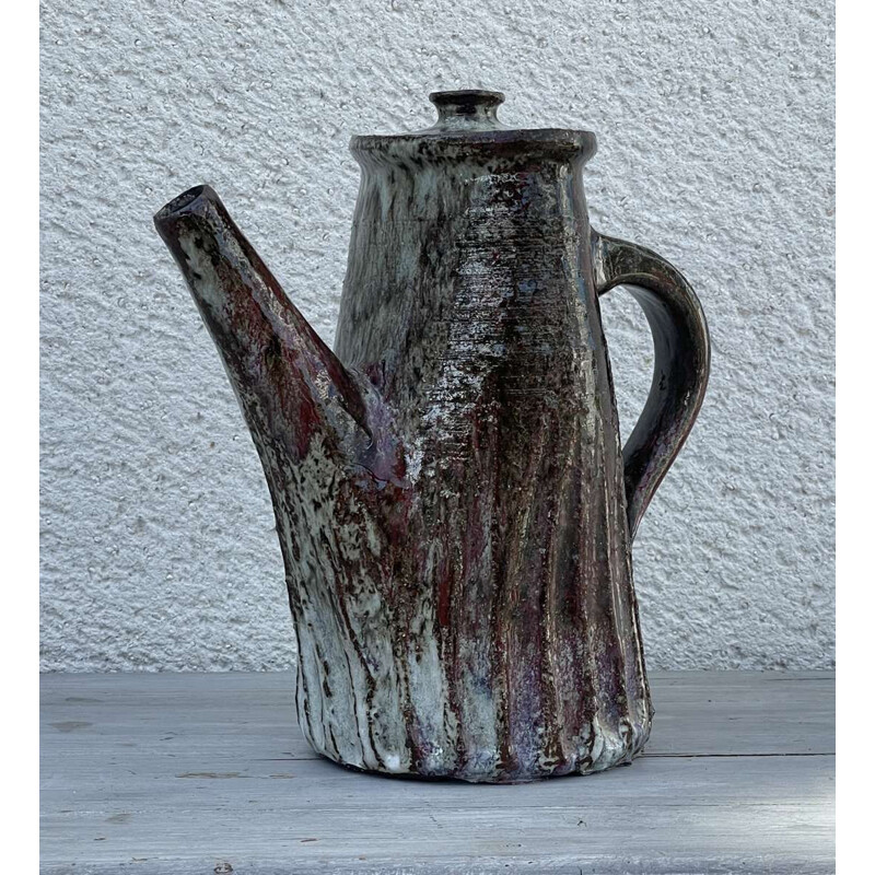 Vintage stoneware teapot by Cécile Dein, 1950