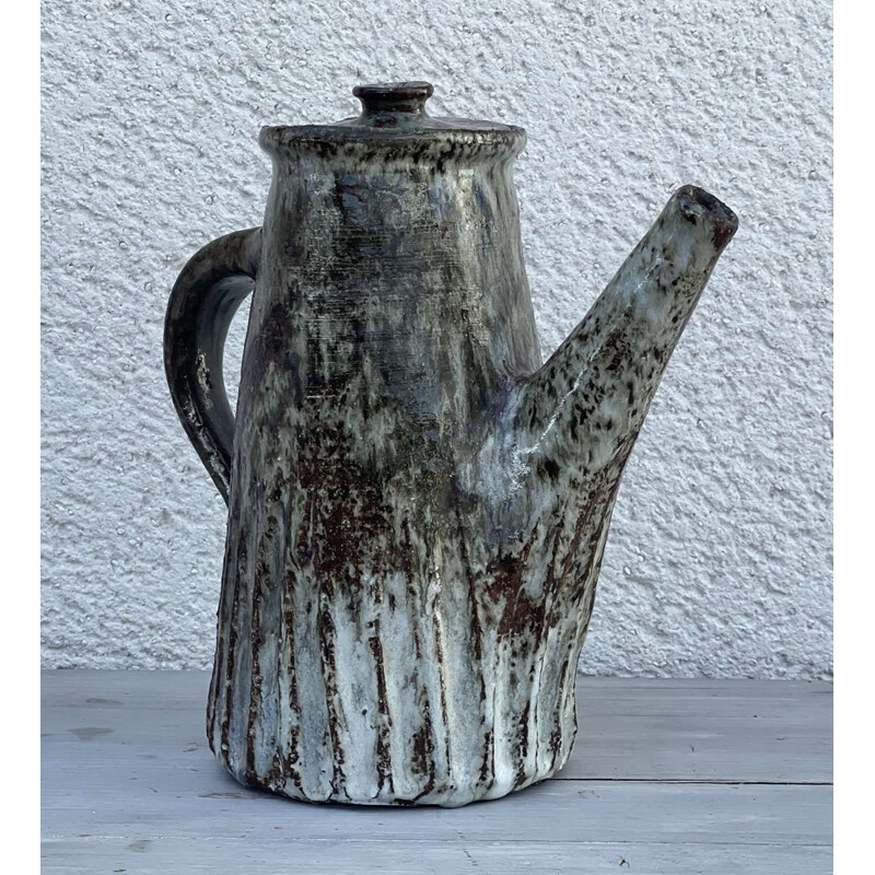 Vintage steengoed theepot van Cécile Dein, 1950