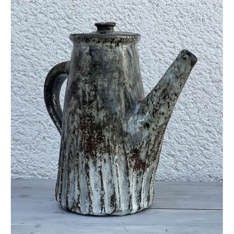 Vintage stoneware teapot by Cécile Dein, 1950