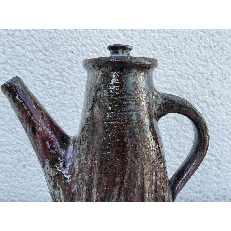 Vintage stoneware teapot by Cécile Dein, 1950