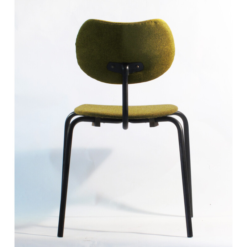 Thonet chair in mustard yellow and olive green fabric - 1950s