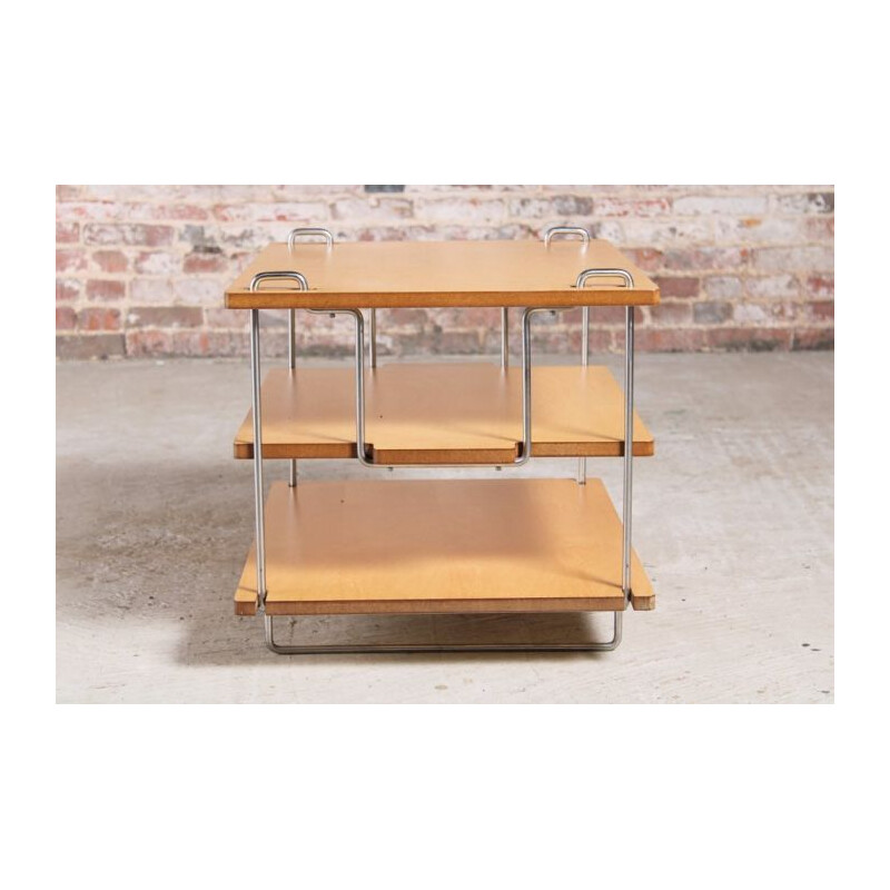 Vintage 3-tier esdoorn en chromen salontafel van Heal's, 2000