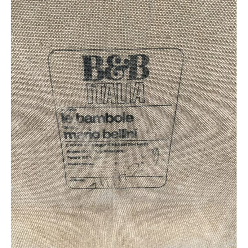 Paar Vintage "Bambole" Ledersessel von Mario Bellini für B und B Italia, 1972