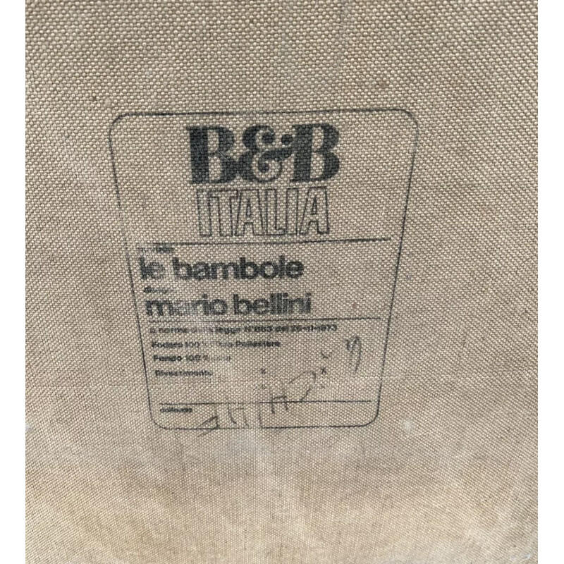 Par de poltronas de couro "Bambole" vintage de Mario Bellini para B & B Italia, 1972