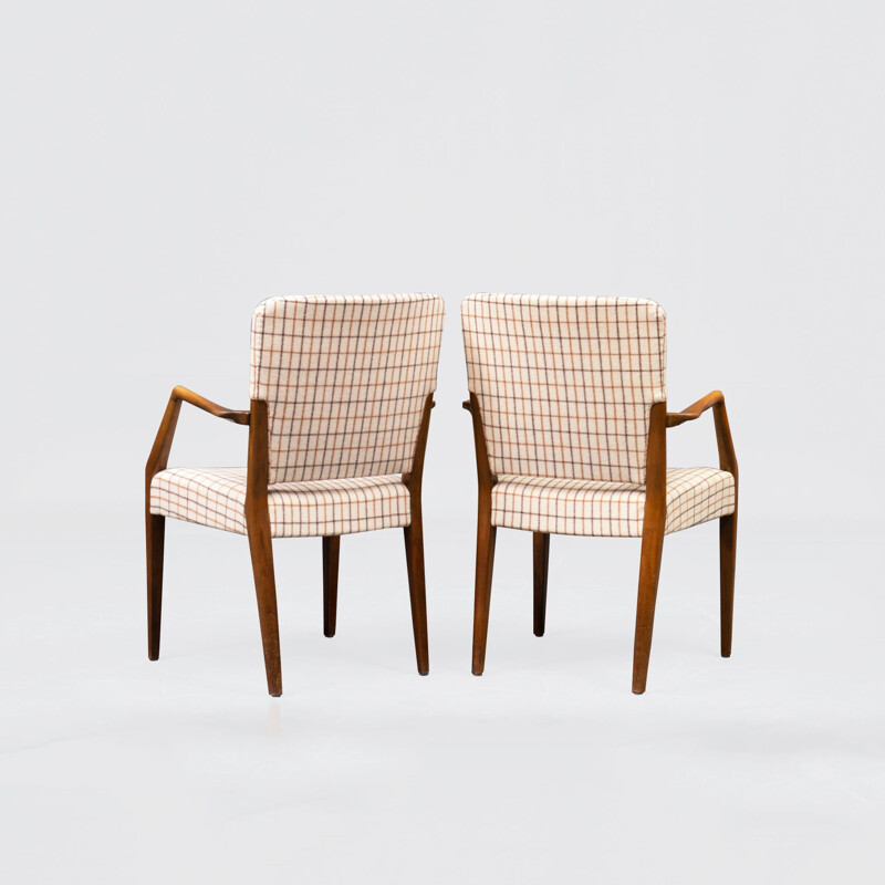 Pair of vintage beech and wool armchairs by Peter Hvidt and Orla Mølgaard-Nielsen for France et Søn, Denmark 1960