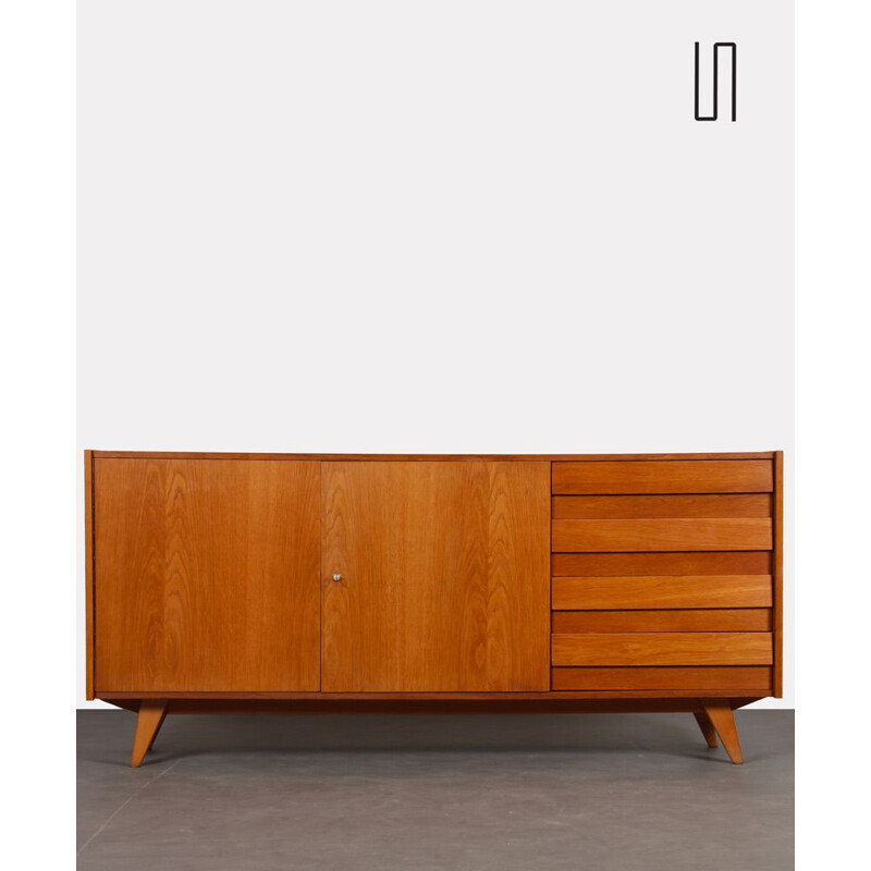 Vintage oakwood sideboard model U-460 by Jiroutek for Interier Praha, 1960