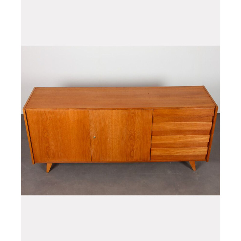 Vintage oakwood sideboard model U-460 by Jiroutek for Interier Praha, 1960