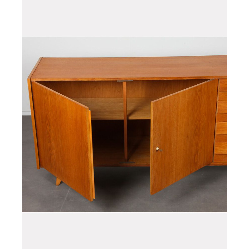 Vintage oakwood sideboard model U-460 by Jiroutek for Interier Praha, 1960