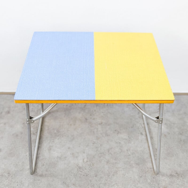 Mid century formica camping table with pair of chairs, Czechoslovakia 1960s