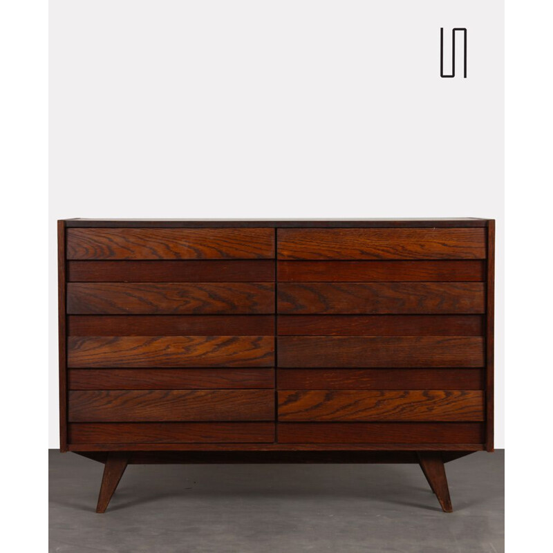 Vintage chest of drawers model U-453 in dark oakwood by Jiri Jiroutek for Interier Praha, Czech Republic 1960