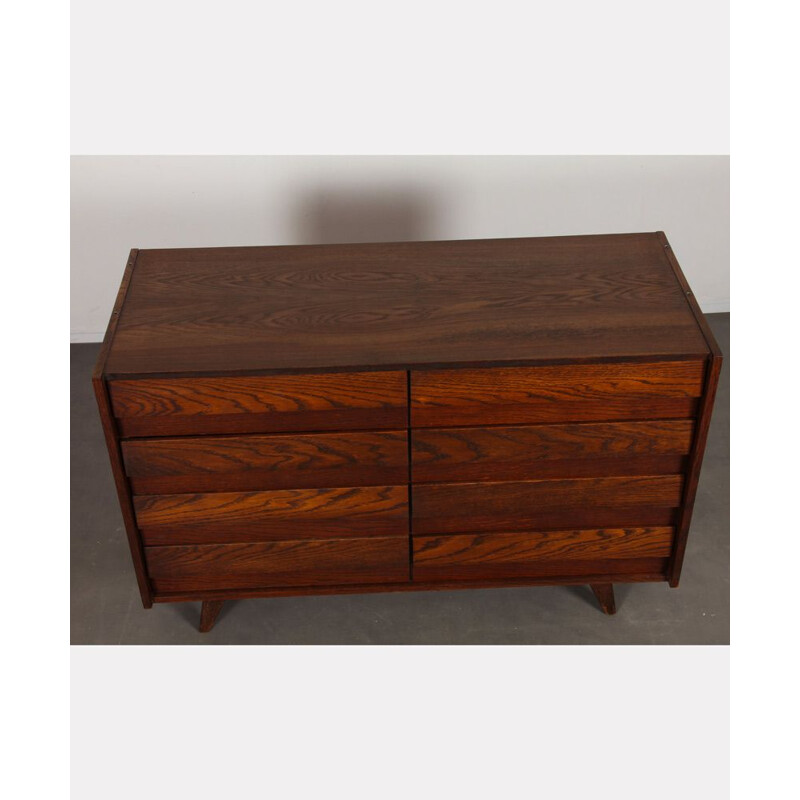 Vintage chest of drawers model U-453 in dark oakwood by Jiri Jiroutek for Interier Praha, Czech Republic 1960